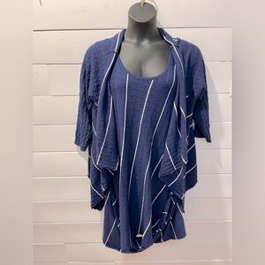 💙 KOKOMARINA Navy Striped Two-Piece Set - - Size XXL